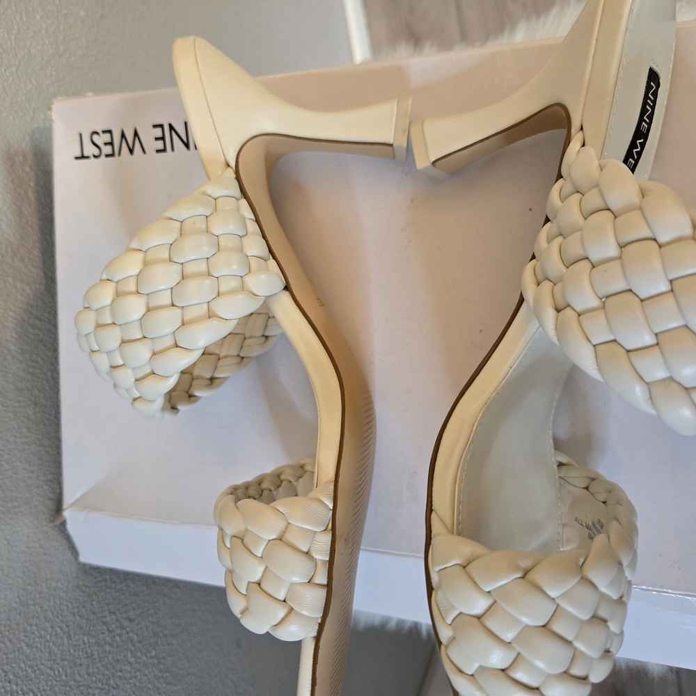 Nine West Hasnot3 Elegant Cream Women's Heeled Sandals - Picture 8 of 11